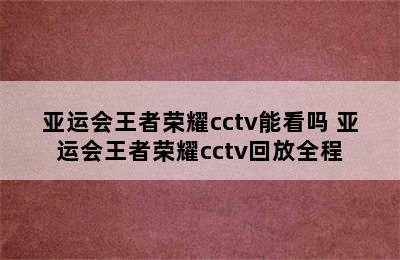 亚运会王者荣耀cctv能看吗 亚运会王者荣耀cctv回放全程